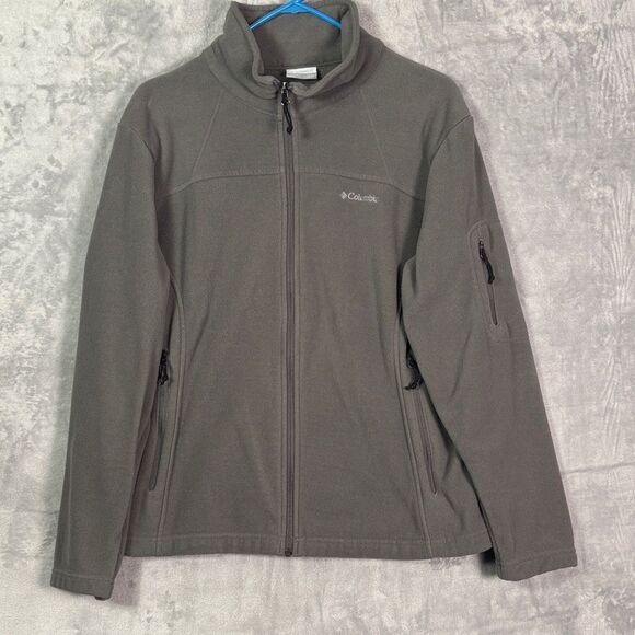 Columbia Gray Full Zip Soft Warm Fleece Zippered Pockets Size 1X - Picture 1 of 8